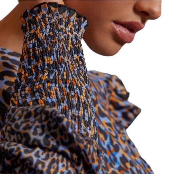 ANTHROPOLOGIE BLNK Moira Peplum Ruffled Animal Print size M - Picture 4 of 7